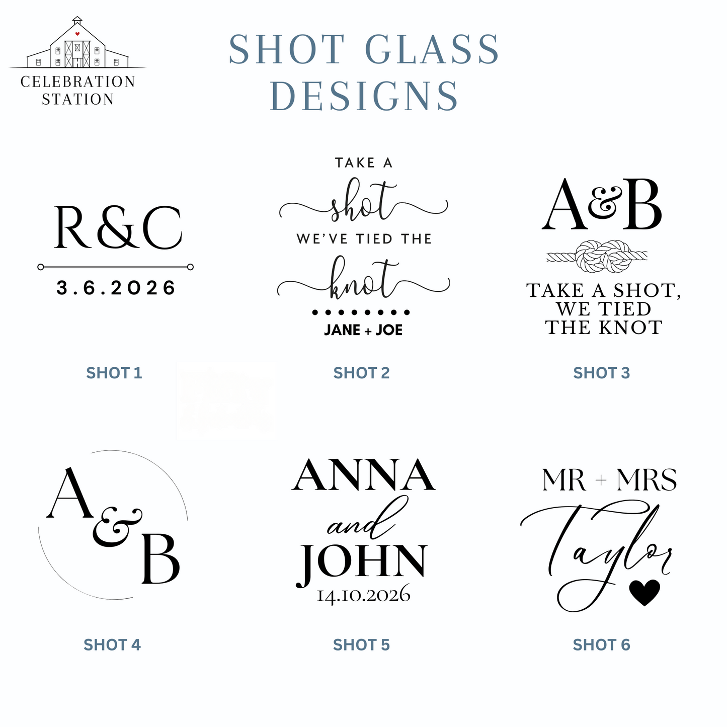 100 x Engraved Wedding Shot Glass