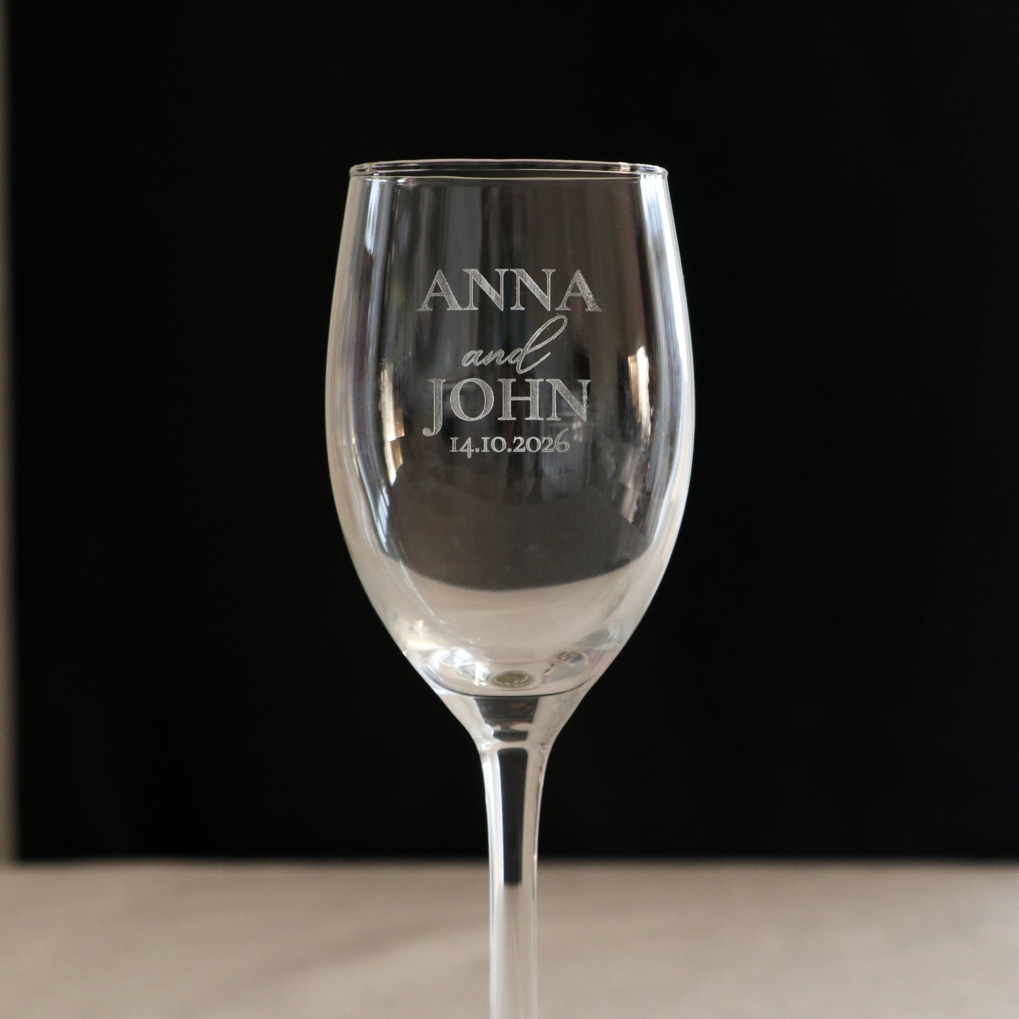 Engraved Wedding Wine Glass