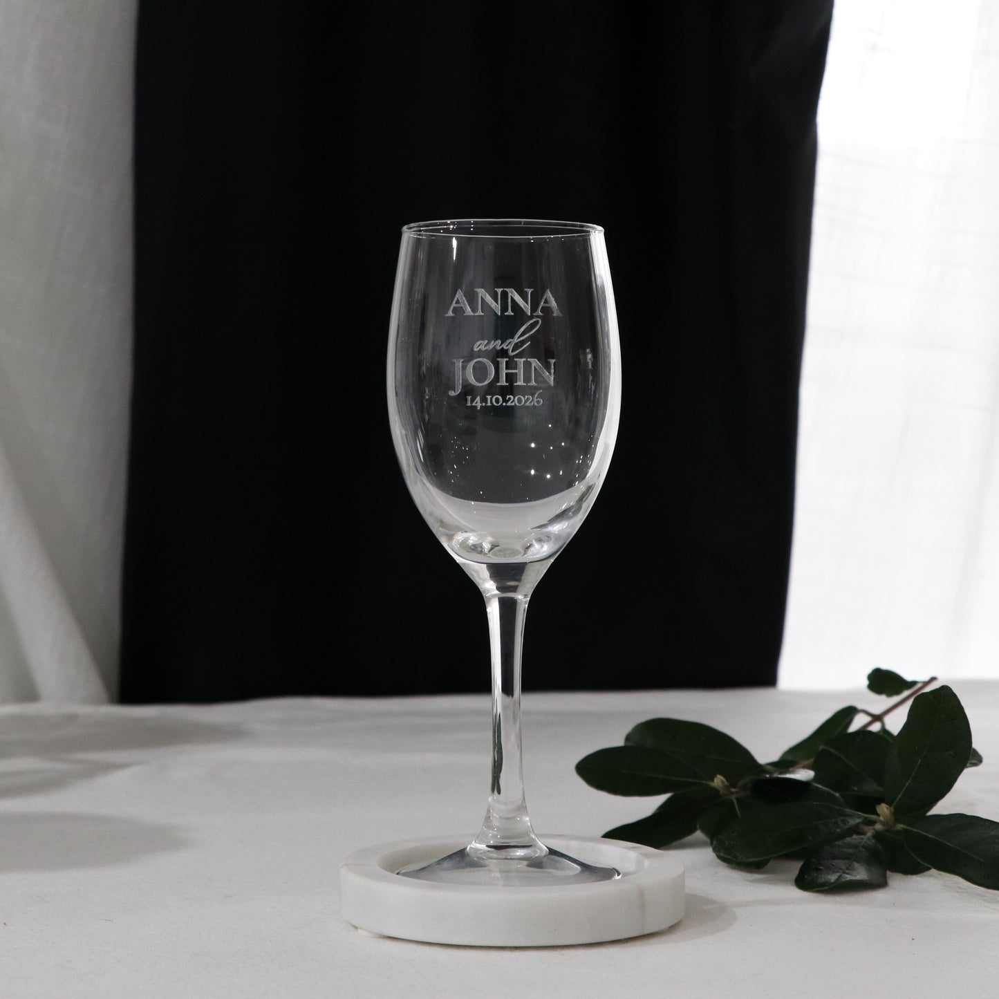 Engraved Wedding Wine Glass