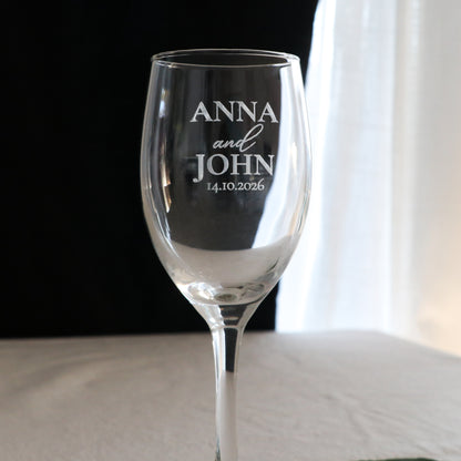 Engraved Wedding Wine Glass