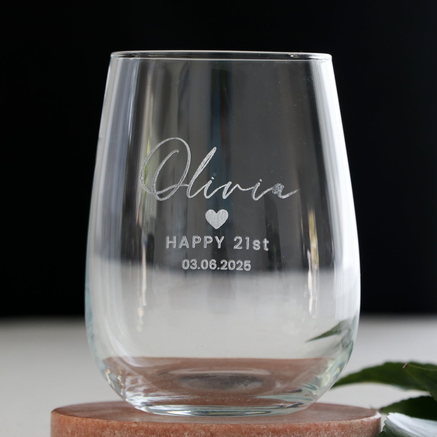 Engraved Birthday Stemless Wine Glass