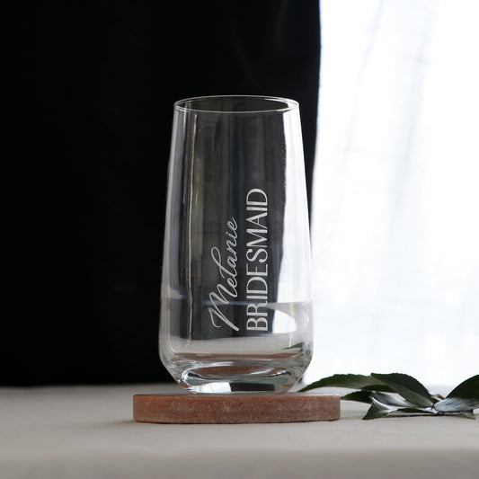 Engraved Bridesmaid Tall Tumbler Glass