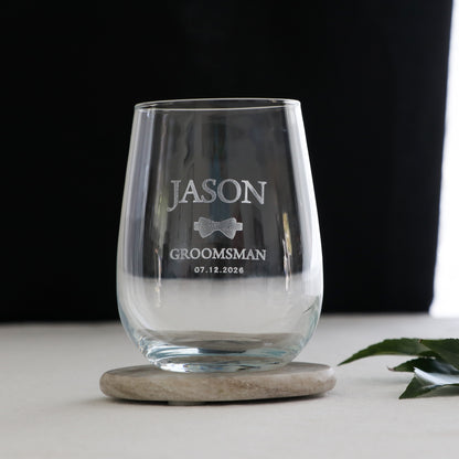 Engraved Groomsman Tumbler Glass