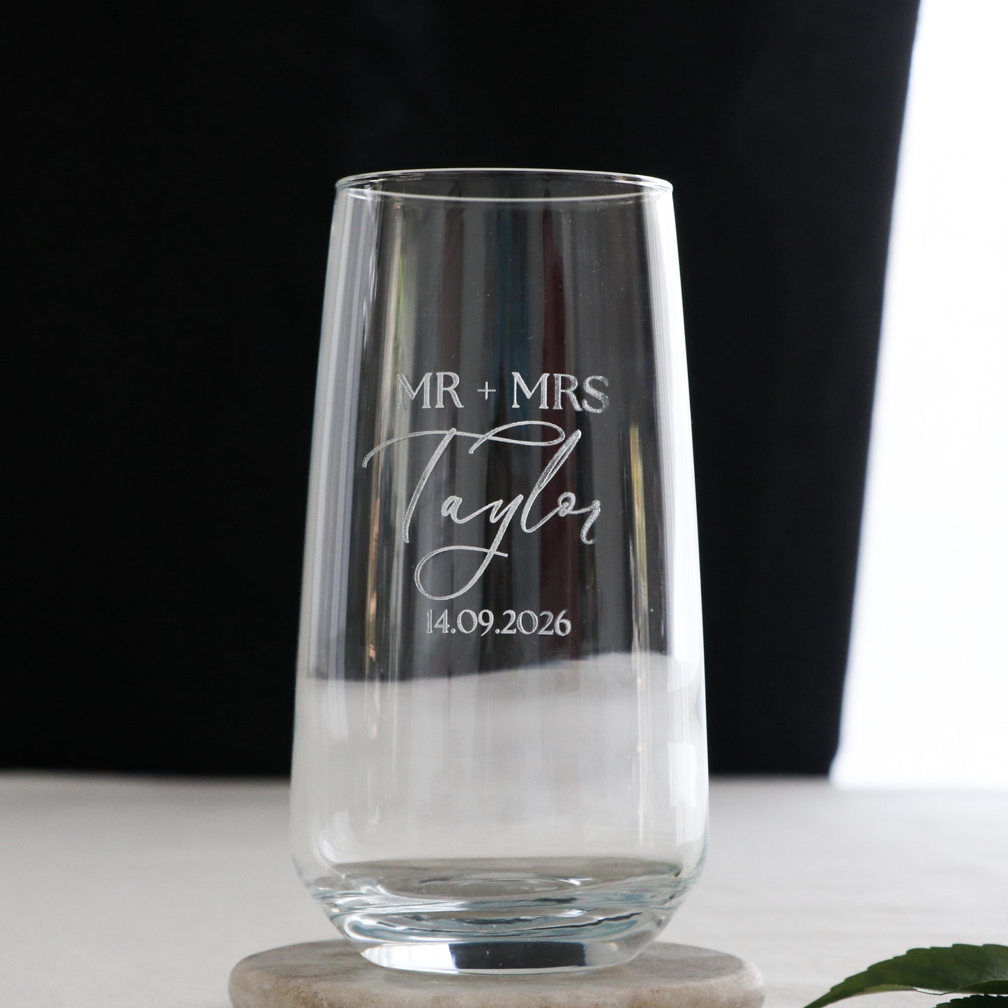 Engraved Wedding Tall Tumbler Glass